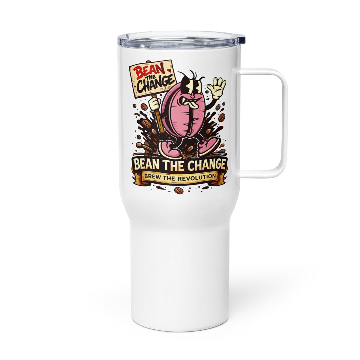 Travel mug with a handle