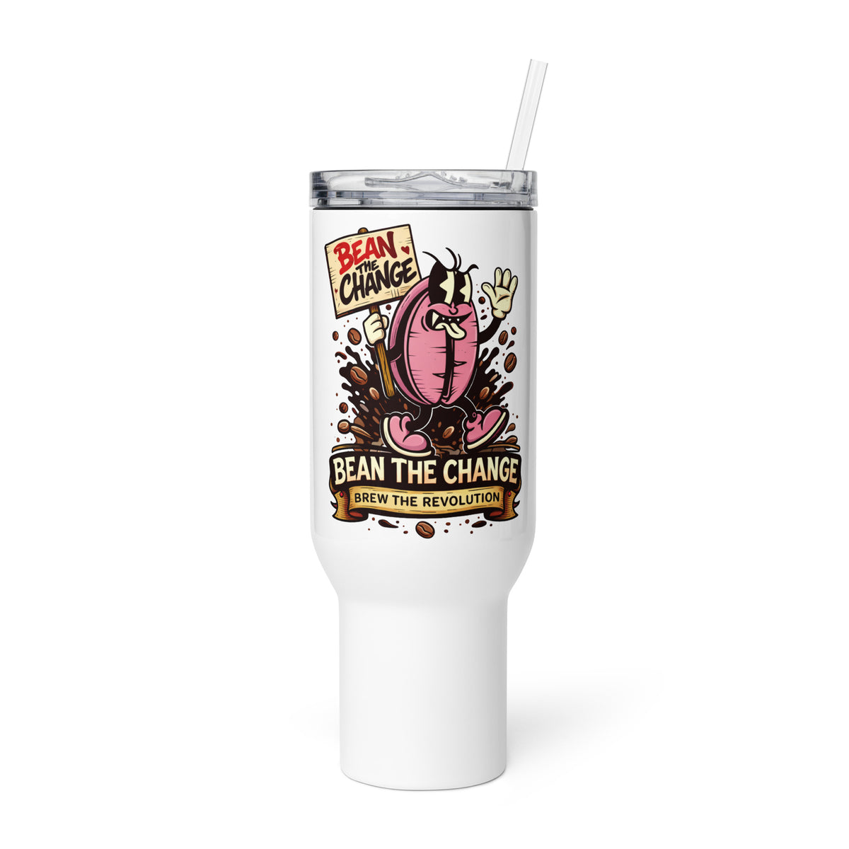 Travel mug with a handle